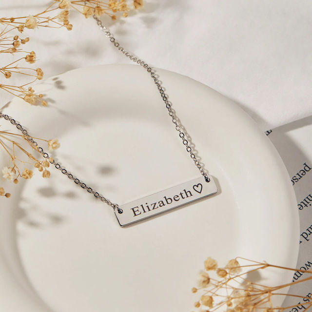 Picture of Custom Engraved Bar Necklace - Personalised Stainless Steel Necklace with Text - Gift for Her