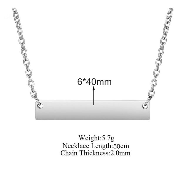 Picture of Custom Engraved Bar Necklace - Personalised Stainless Steel Necklace with Text - Gift for Her