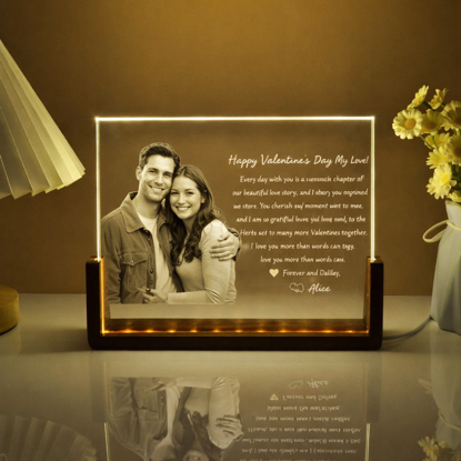 Picture of Custom Crystal Night Light: Personalized Crystal Photo Frame With A Warm Color Light Base