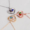Picture of Custom Heart Shaped Necklace with Birthstones - Personalized Valentine's Day Necklace with Names - Gift for Her