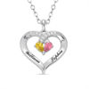 Picture of Custom Heart Shaped Necklace with Birthstones - Personalized Valentine's Day Necklace with Names - Gift for Her