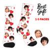 Picture of Custom Photo Socks for Couples - White and Red Hearts Overlap Style - Valentine's Day Gifts