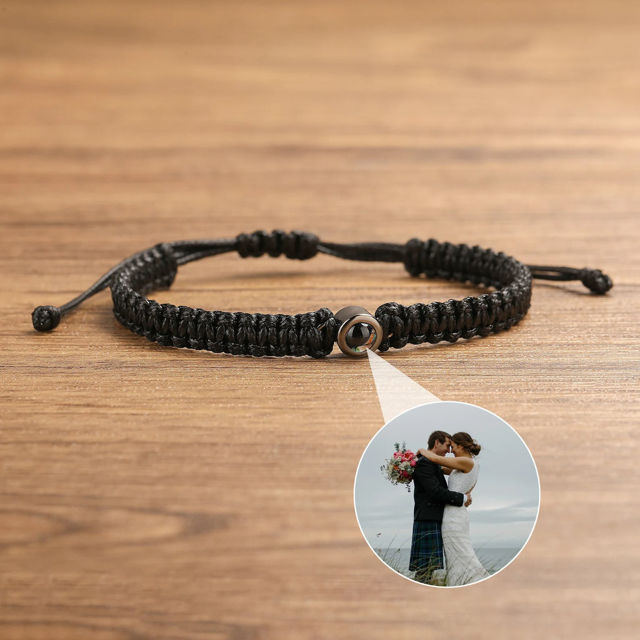 Picture of Personalized Projection Bracelet - Braided Rope Design - Memorial Picture Bracelet - Couple Bracelet for Her and Him - Gift for Valentine's Day