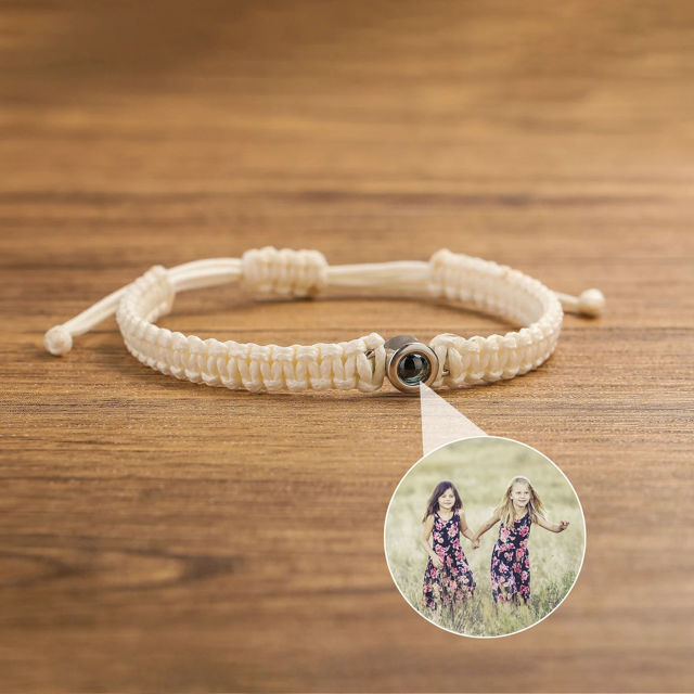 Picture of Personalized Projection Bracelet - Braided Rope Design - Memorial Picture Bracelet - Couple Bracelet for Her and Him - Gift for Valentine's Day