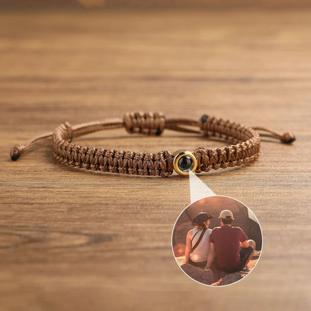 Picture of Personalized Projection Bracelet - Braided Rope Design - Memorial Picture Bracelet - Couple Bracelet for Her and Him - Gift for Valentine's Day