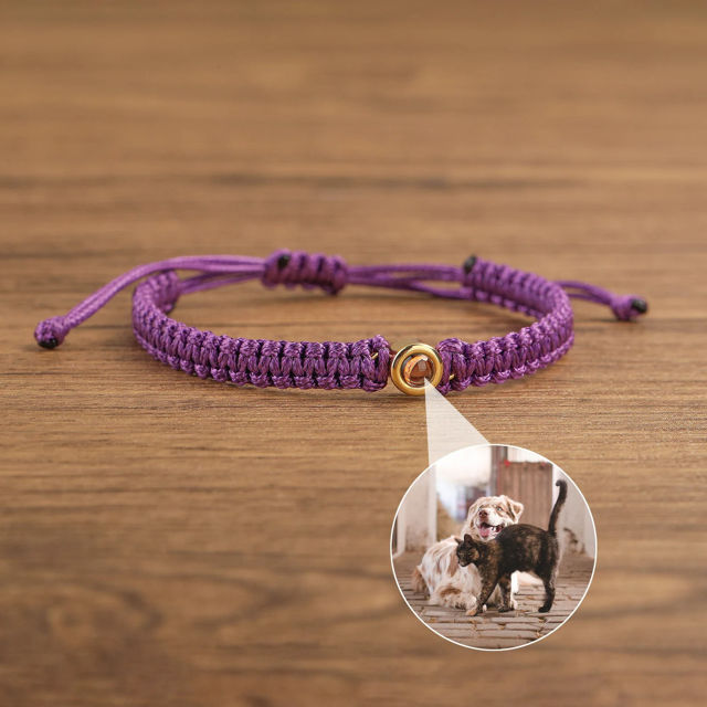 Picture of Personalized Projection Bracelet - Braided Rope Design - Memorial Picture Bracelet - Couple Bracelet for Her and Him - Gift for Valentine's Day