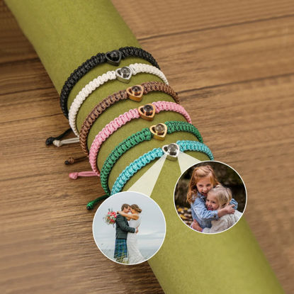 Picture of Custom Photo Projection Bracelet - Handmade Minimalist Memorial Projection Jewelry - Heart-Shaped Bracelet - Gift for Her and Him