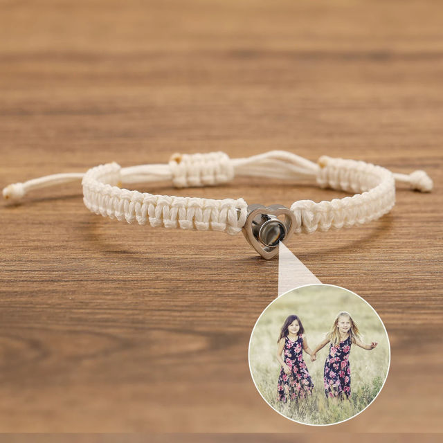 Picture of Custom Photo Projection Bracelet - Handmade Minimalist Memorial Projection Jewelry - Heart-Shaped Bracelet - Gift for Her and Him