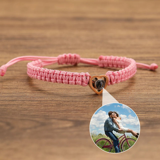 Picture of Custom Photo Projection Bracelet - Handmade Minimalist Memorial Projection Jewelry - Heart-Shaped Bracelet - Gift for Her and Him
