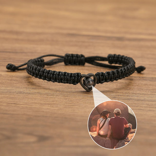 Picture of Custom Photo Projection Bracelet - Handmade Minimalist Memorial Projection Jewelry - Heart-Shaped Bracelet - Gift for Her and Him