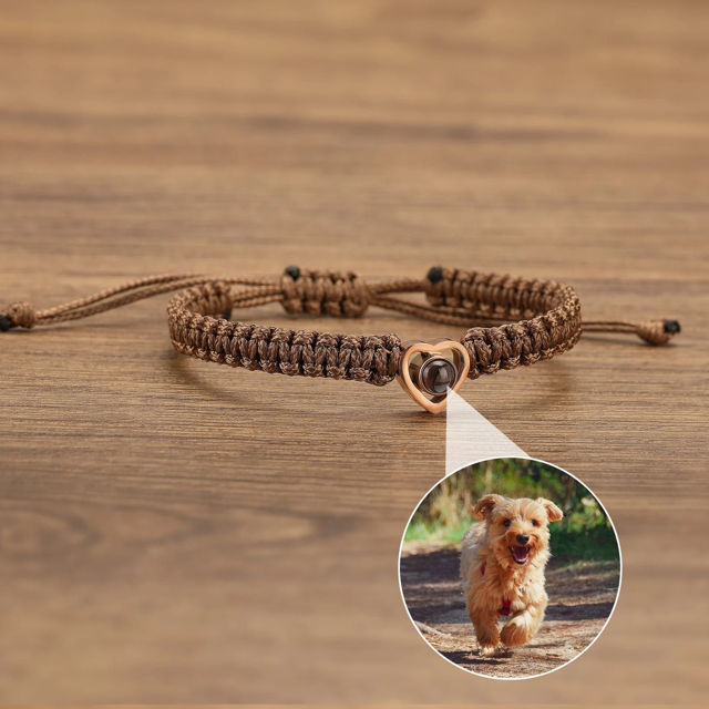 Picture of Custom Photo Projection Bracelet - Handmade Minimalist Memorial Projection Jewelry - Heart-Shaped Bracelet - Gift for Her and Him