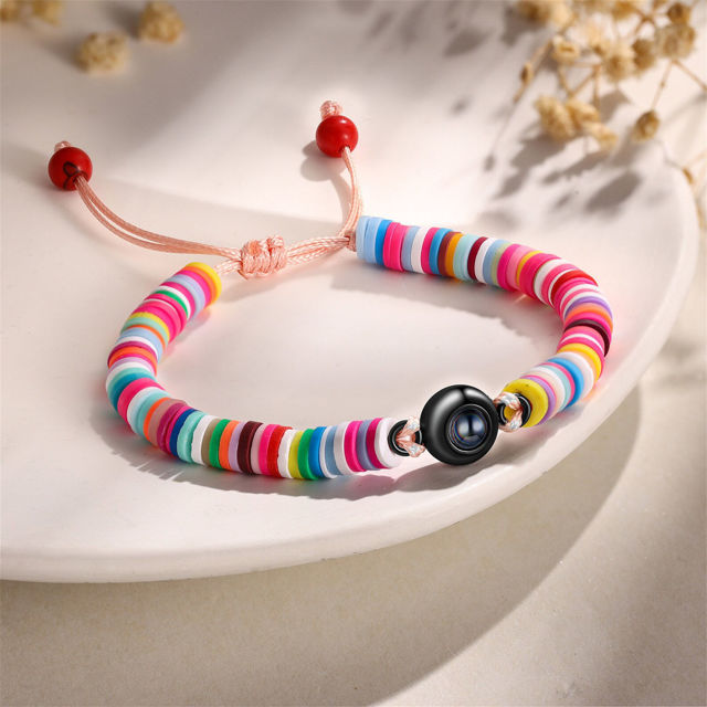 Picture of Personalized Projection Photo Bracelet - Back to School Gift for Her - Photo Projection Bracelet - Handmade Colorful Cord