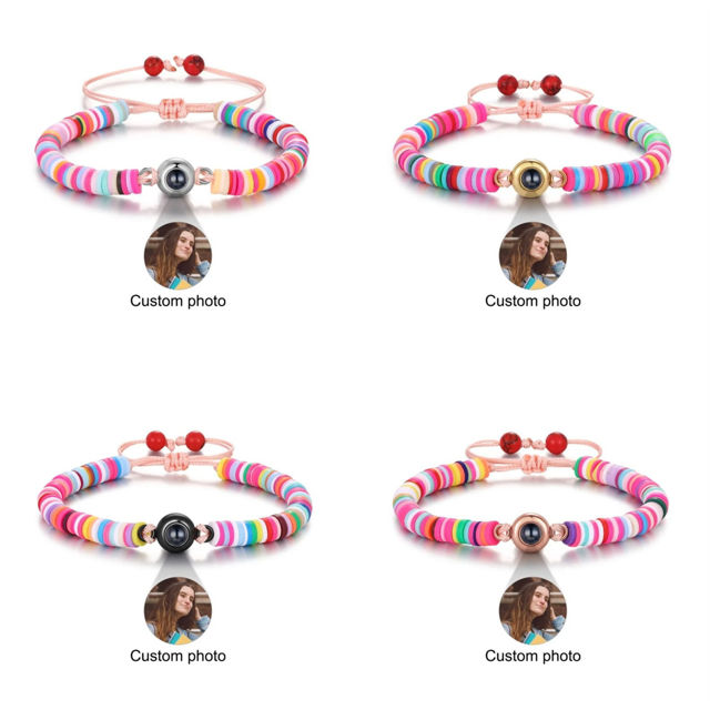 Picture of Personalized Projection Photo Bracelet - Back to School Gift for Her - Photo Projection Bracelet - Handmade Colorful Cord
