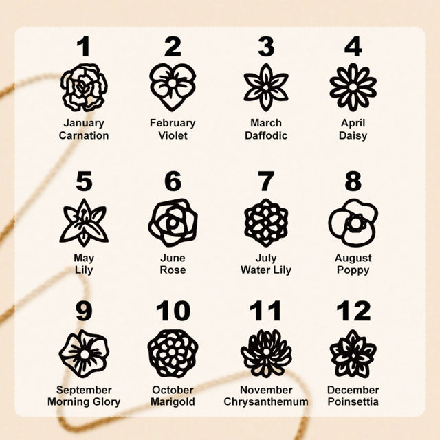 Picture of Personalized Birth Month Flower Necklace -  Month Flower Charm Stainless Steel Necklace - Mothers Day Gifts