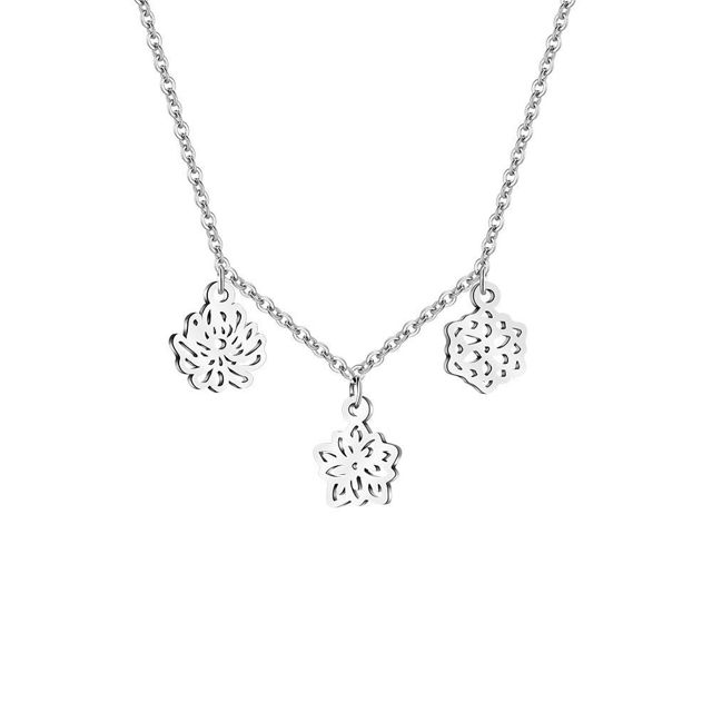 Picture of Custom Birth Flower Necklace - Personalized Necklaces w/ 1-5 Birth Month Flowers - Custom Stainless Steel Necklace - Nice Bridesmaid Gift