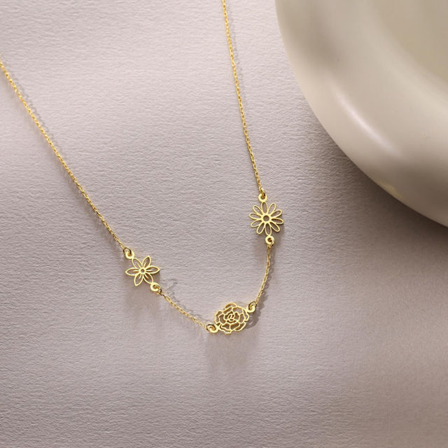 Picture of Custom Birth Month Flower Necklace - Custom Stainless Steel Necklace - Bridesmaid Gift - Birthday Gift