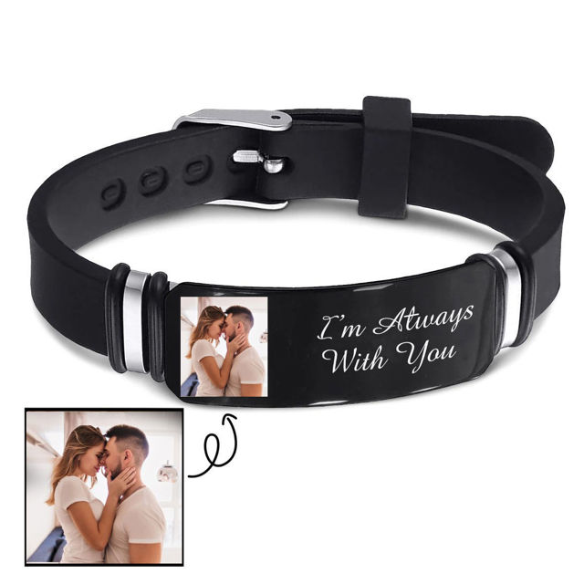 Picture of Personalized Photo Bracelets with Text - Valentine's Day Gift for Him - Custom Engraved Bracelet