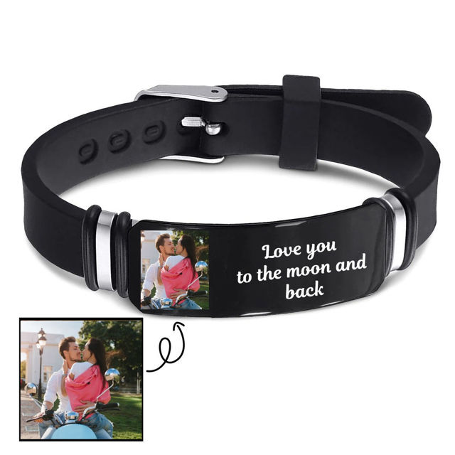 Picture of Personalized Photo Bracelets with Text - Valentine's Day Gift for Him - Custom Engraved Bracelet