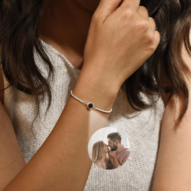 Picture of Custom Photo Projection Bracelet - Photo Bracelet Sparkling Chain - Personalized Picture Inside Bracelet - Best Gifts for Friends