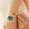 Picture of Custom Photo Projection Bracelet - White Beaded Bracelet - Valentine's Day gifts for Women and Girls