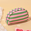 Picture of Custom embroidered striped pom-pom cosmetic bag - Personalized travel and business travel portable organizer