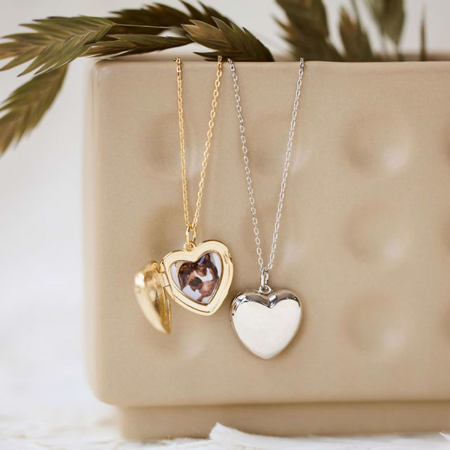 Picture of Personalized Photo Heart Shaped Locket Necklace - Custom Photo Locket Necklace with Engraving