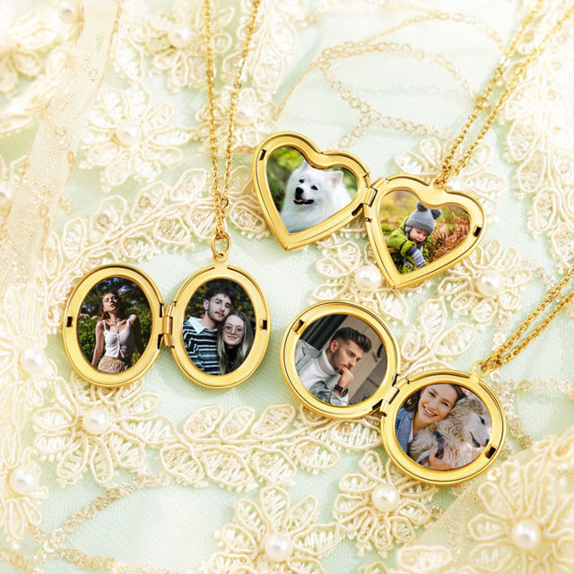 Picture of Personalized Photo Round Shaped Locket Necklace - Custom Photo Locket Necklace with Engraving