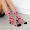 Picture of Custom Face Socks for Valentine's Day - Covered with Red Hearts with Custom Text - Gift for Couples
