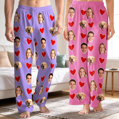Picture of Custom photo pajama pants - Multi-head pajama pants - Valentines' Day Pajama Bottom