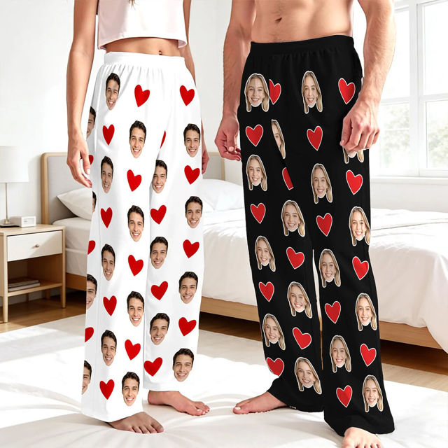 Picture of Custom photo pajama pants - Multi-head pajama pants - Valentines' Day Pajama Bottom