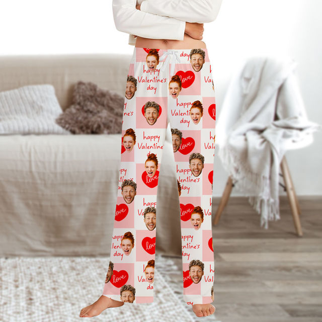 Picture of Custom Photo Pajama Pants - Couples Pajama Pants - Valentines' Day Gift