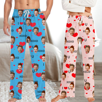 Picture of Custom Valentines' Day Pajama Pants with Face - Personalised Matching Photo Pajama Bottom